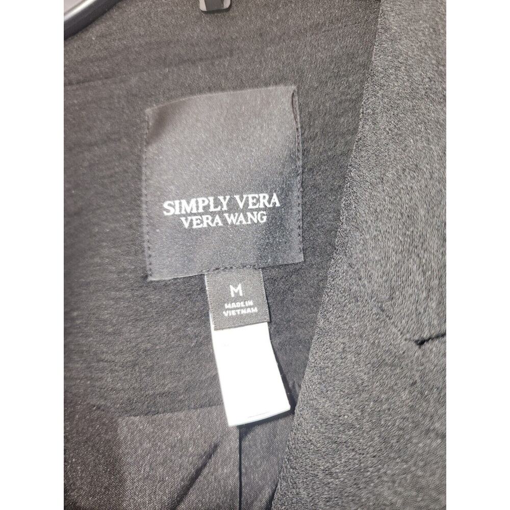 Simply Vera Wang Blazer Womens Med Black Textured Single Breasted Collared - Picture 3 of 7